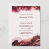 Invitation Modèle de mariage modifiable bordeaux et or (Devant)