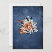 Invitation Modèle de mariage or bleu marine et orange brûlé (Dos)