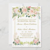 Invitation Modèle de mariage rose et or (Devant)