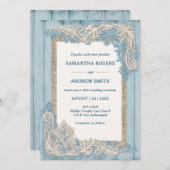 Invitation Modèle de Mariage Rustique Dusty Blue (Devant / Derrière)
