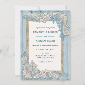 Invitation Modèle de Mariage Rustique Dusty Blue