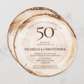 Invitation Modèle de Mariage Rustique pour 50e anniversaire (Devant / Derrière)