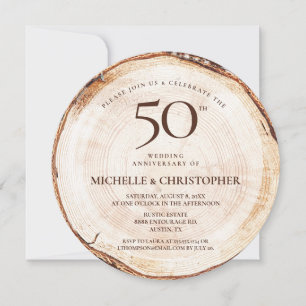 Invitation Modèle de mariage rustique pour 50e anniversaire