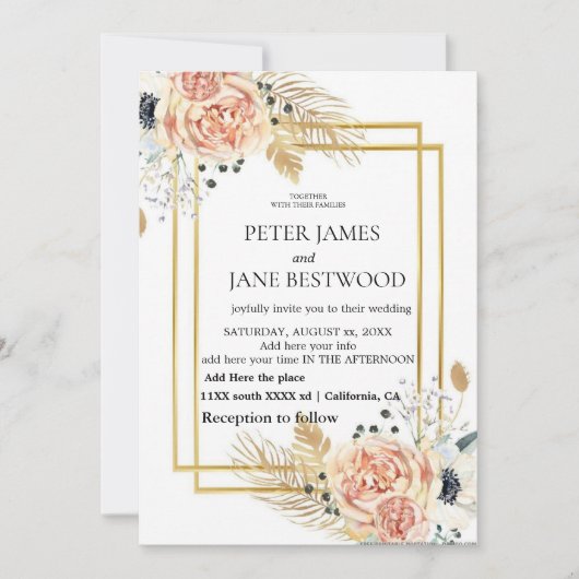 Invitation Modèle de mariage simple  (Devant)