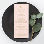 Invitation Modèle de menu Chic Blush Pink & Gold Mariage<br><div class="desc">Célébrez dans le style avec ces cartes de menu tendance. Le libellé est facile à personnaliser et vos invités de dîner seront ravis lorsqu'ils reçoivent ces menus super élégants.</div>