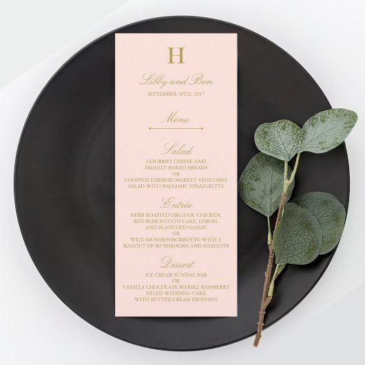 Invitation Modèle de menu Chic Blush Pink & Gold Mariage