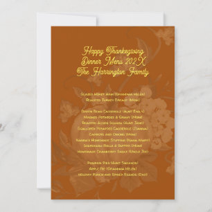 Invitation Modèle de menu de dîner de Thanksgiving en famille