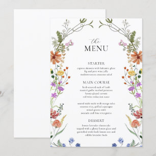 Invitation Modèle de menu Fleur sauvage, Salon de jardin mari