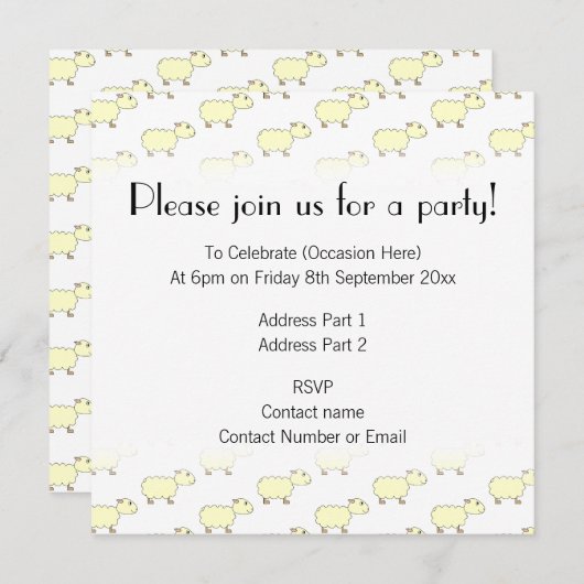 Invitation Modèle de moutons (Devant / Derrière)