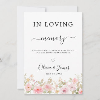 Invitation Modèle de panneau de mariage à la mémoire avec ros