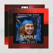 INVITATION MODELE DE PHOTO AVEC VAGUES STYLISEES MONOGRAMME,  (Devant / Derrière)