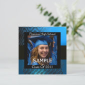 INVITATION MODELE DE PHOTO AVEC VAGUES STYLISEES MONOGRAMME,  (Debout devant)