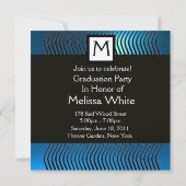 INVITATION MODELE DE PHOTO AVEC VAGUES STYLISEES MONOGRAMME,  (Dos)