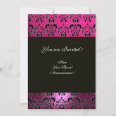 INVITATION MODELE DE PHOTO DAMASK ROSE FUCHSIA NOIR (Dos)