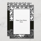 INVITATION MODELE DE PHOTO DAMASSÉE NOIR ET BLANC (Devant / Derrière)