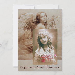Invitation Modèle de photo d'ange jouant de la lyre au-dessus
