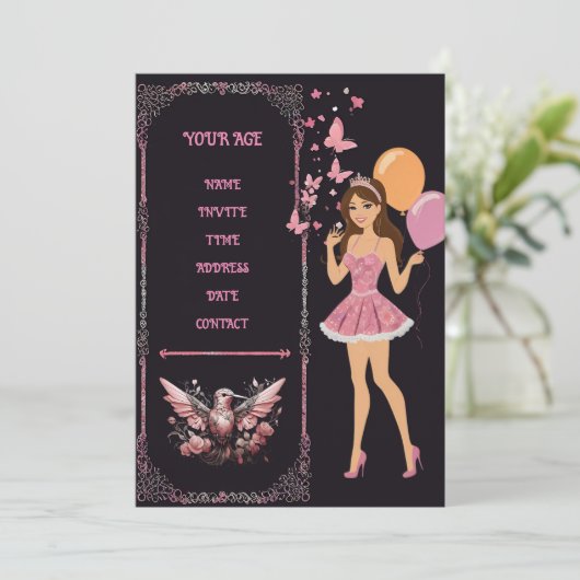 Invitation Modèle de photo d'anniversaire que vous pouvez per (Debout devant)