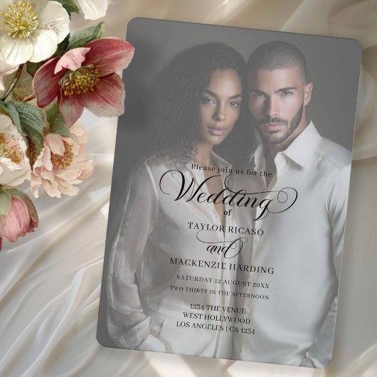 Invitation Modèle de photo de mariage avec typographie élégan
