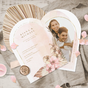 Invitation Modèle de photo de mariage Boho Oasis Arch ID959