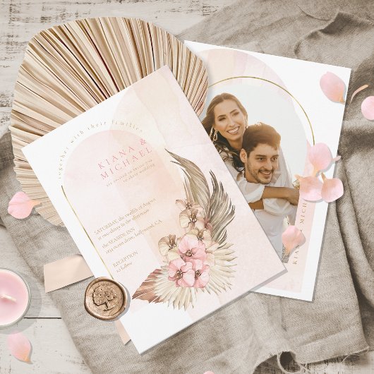 Invitation Modèle de photo de mariage Boho Oasis ID959
