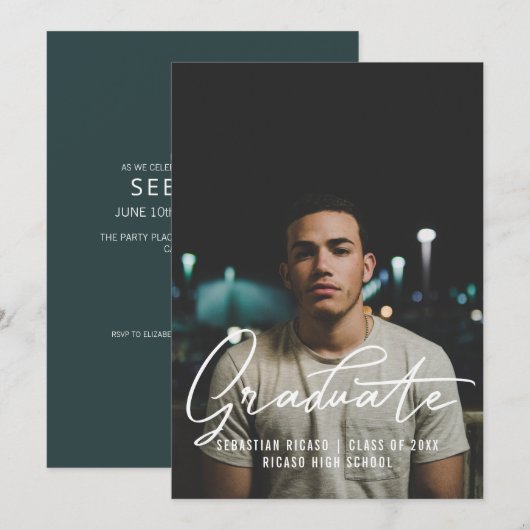 Invitation Modèle de photo de remise de diplômes personnalisé (Devant / Derrière)