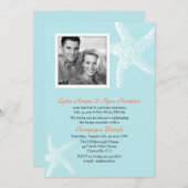 Invitation Modèle de photo d'étoile de mer bleu clair, récept (Devant / Derrière)