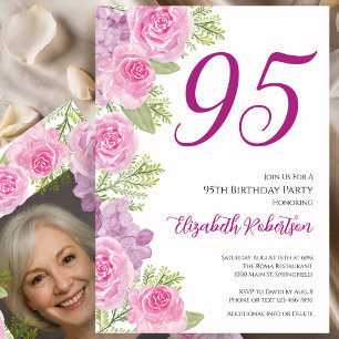 Invitation Modèle de photo personnalisé Roses roses pour 95e 
