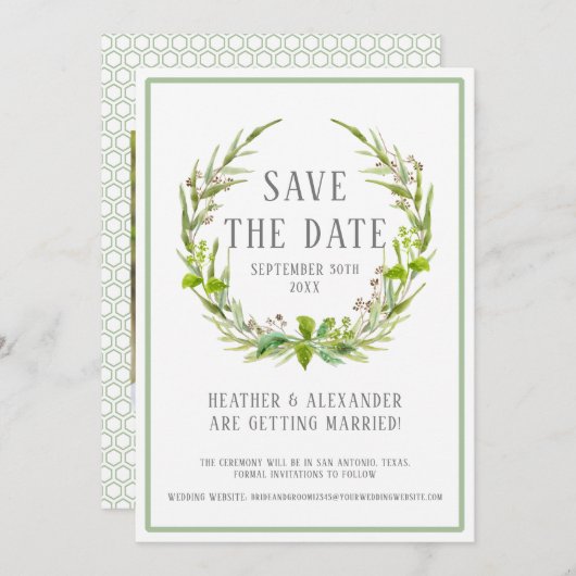 Invitation Modèle de photo pour annoncer une date Watercolor (Devant / Derrière)