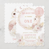 Invitation Modèle de premier anniversaire de cygne EDITABLE (Devant / Derrière)