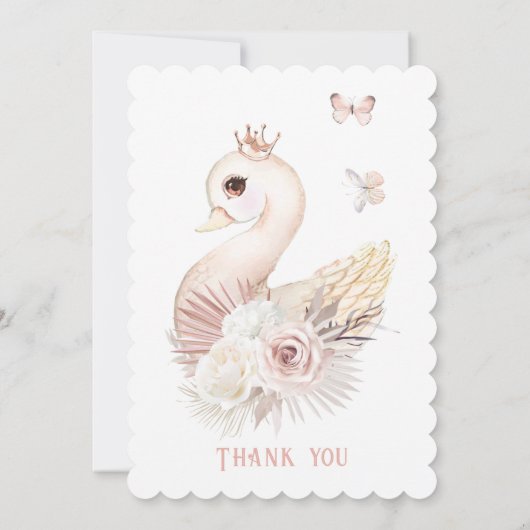 Invitation Modèle de premier anniversaire du cygne MODIFIABLE (Dos)