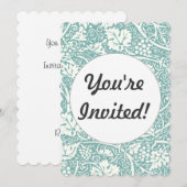 Invitation Modèle de raisin de William Morris sarcelle turquo (Devant / Derrière)