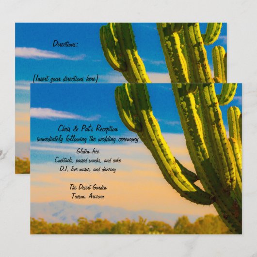 Invitation Modèle de réception de mariage du désert Saguaro C (Devant / Derrière)