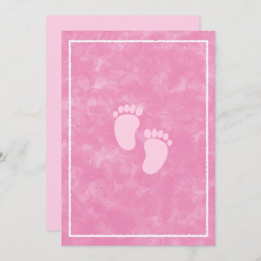 Invitation Modèle de rectangle pour Baby Shower aquarelle ros (Devant / Derrière)