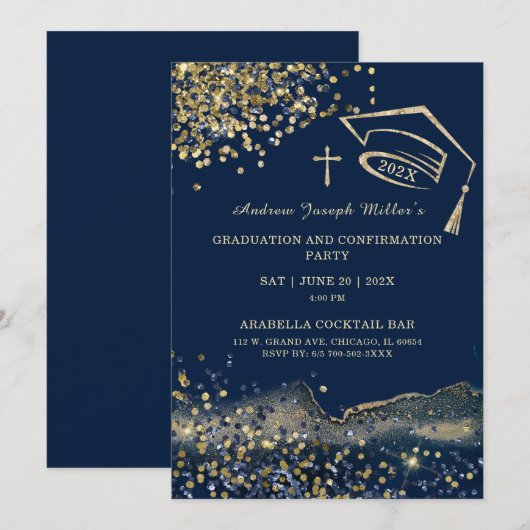 Invitation Modèle de remise de diplômes et de confirmation Bl (Devant / Derrière)