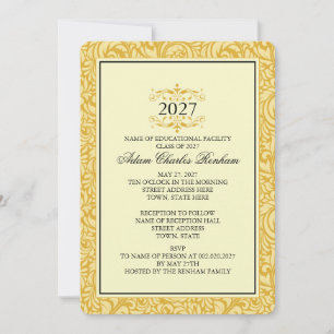 Invitation Modèle de remise des diplômes 2027 Jaune Doré Form