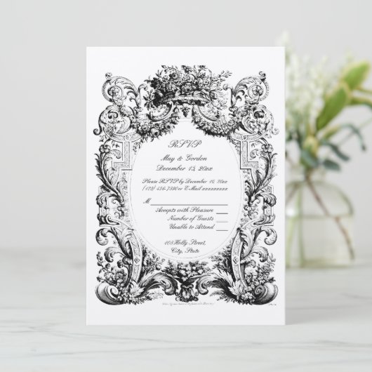 Invitation Modèle de réponse de mariage Baroque Rococo (Debout devant)