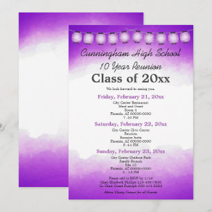 Invitation Modèle de réunion de classe à l'aquarelle violette