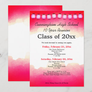 Invitation Modèle de réunion de classe de lycée à l'aquarelle