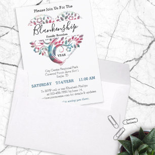 Invitation Modèle de réunion de famille Arbre en forme de cœu