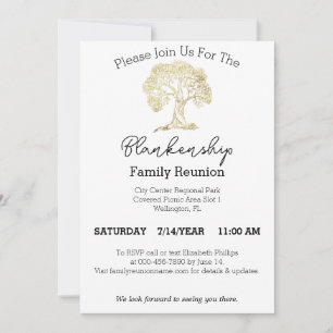 Invitation Modèle de réunion de famille avec arbre doré