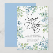 Invitation Modèle de sauvegarde de date à l'aquarelle de verd (Devant / Derrière)