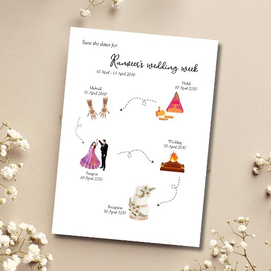 Invitation Modèle de sauvegarde de la date de la semaine de m