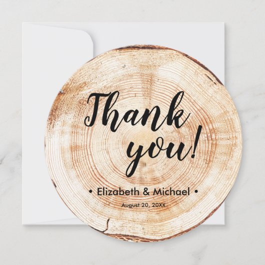 Invitation Modèle de script de Merci photo Mariage rustique (Devant)