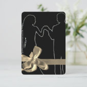 Invitation Modèle de silhouette de mariée et de marié noir (Debout devant)