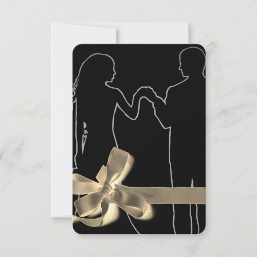 Invitation Modèle de silhouette de mariée et de marié noir (Devant)