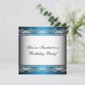 Invitation Modèle de soirée bleu et dentelle argentée (Debout devant)