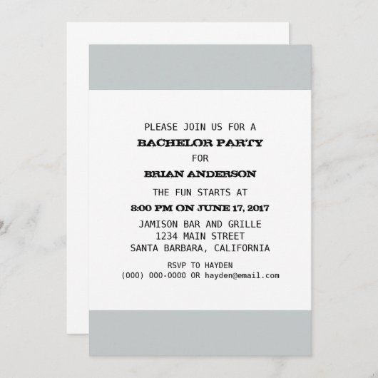 Invitation Modèle de soirée d'enterrement de vie de garçon (Devant / Derrière)