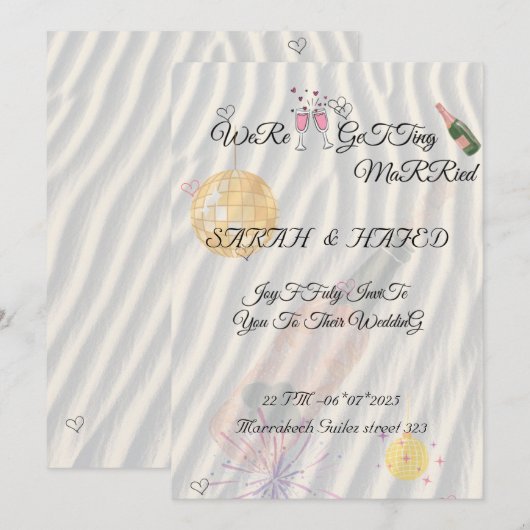 Invitation Modèle de suite de mariage illustrée dessinée à la (Devant / Derrière)
