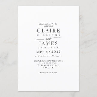 Invitation Modèle de texte élégant classique