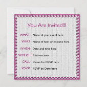Invitation Modèle de texte - Fuchsia Knit Stockinette Stitch (Dos)
